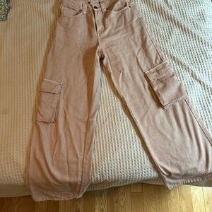 Forever 21 Light Brown Wide Leg Cargo Jeans